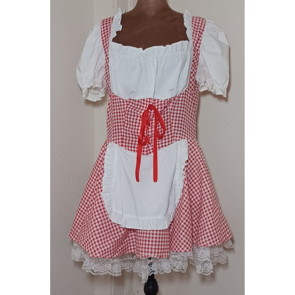 California Costumes Red Riding Hood Sz S Gingham Dress Red White‎ Cosplay Retro